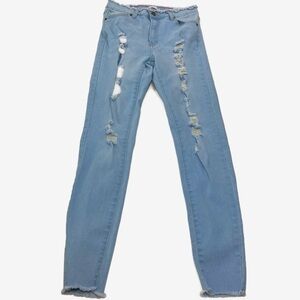 Vince Blue Co Shredded Destroyed Light Blue Wash Denim Jeans Womens size 9